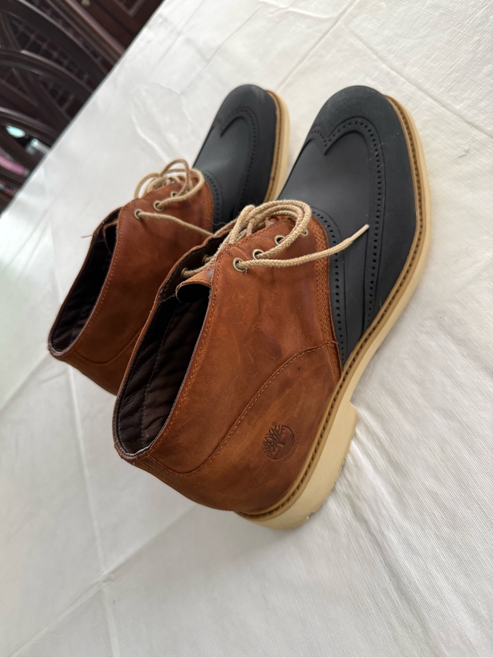 Timberland Brown and Blue Leather Wingtip Chukka Boots